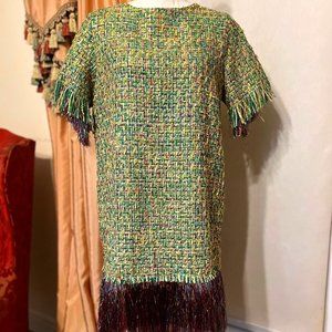 Alcoolique Carla  Short Sleeve Dress with Fringe